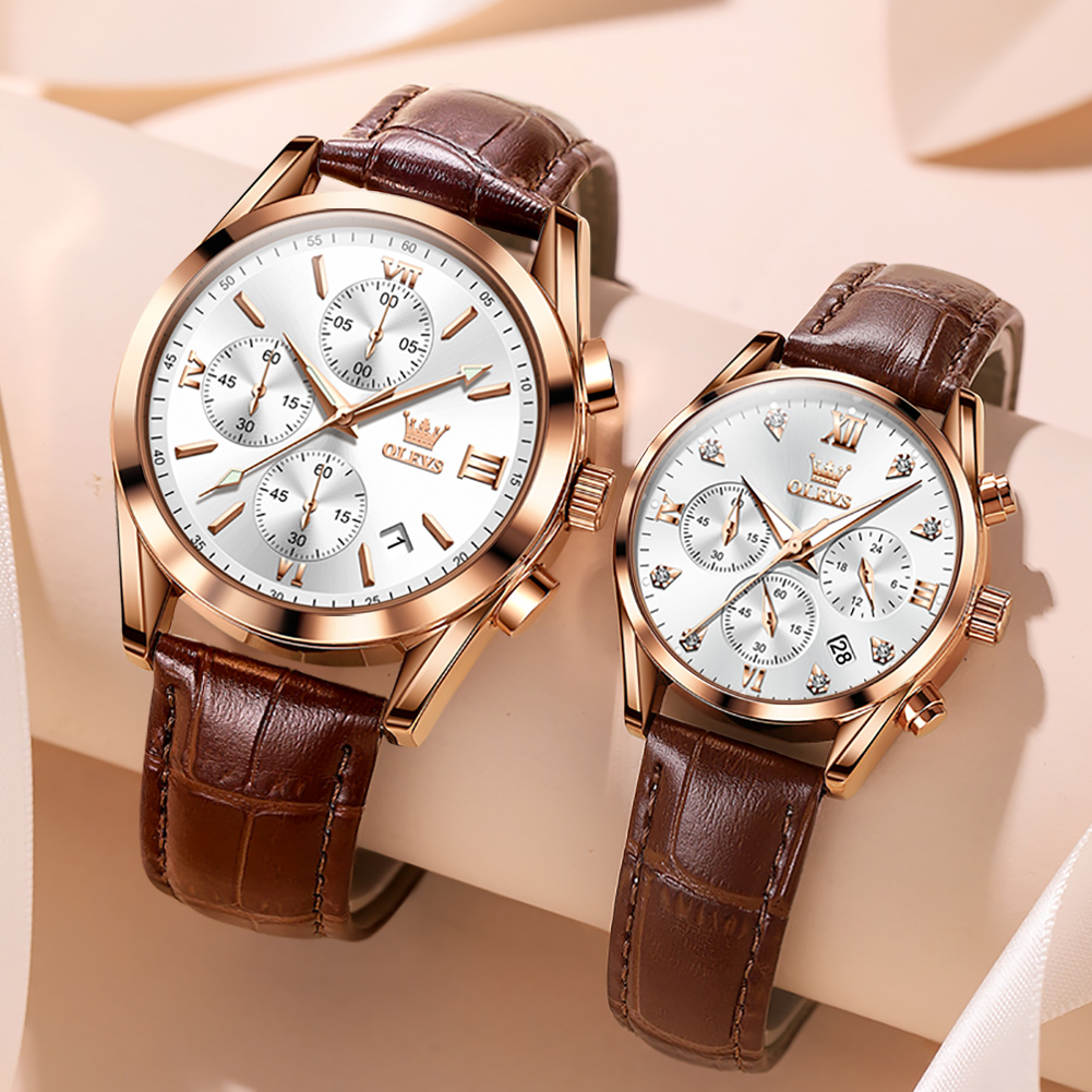 OLEVS Couple Watch for Men Wom - огляд і ціна Leather Watch Band Men