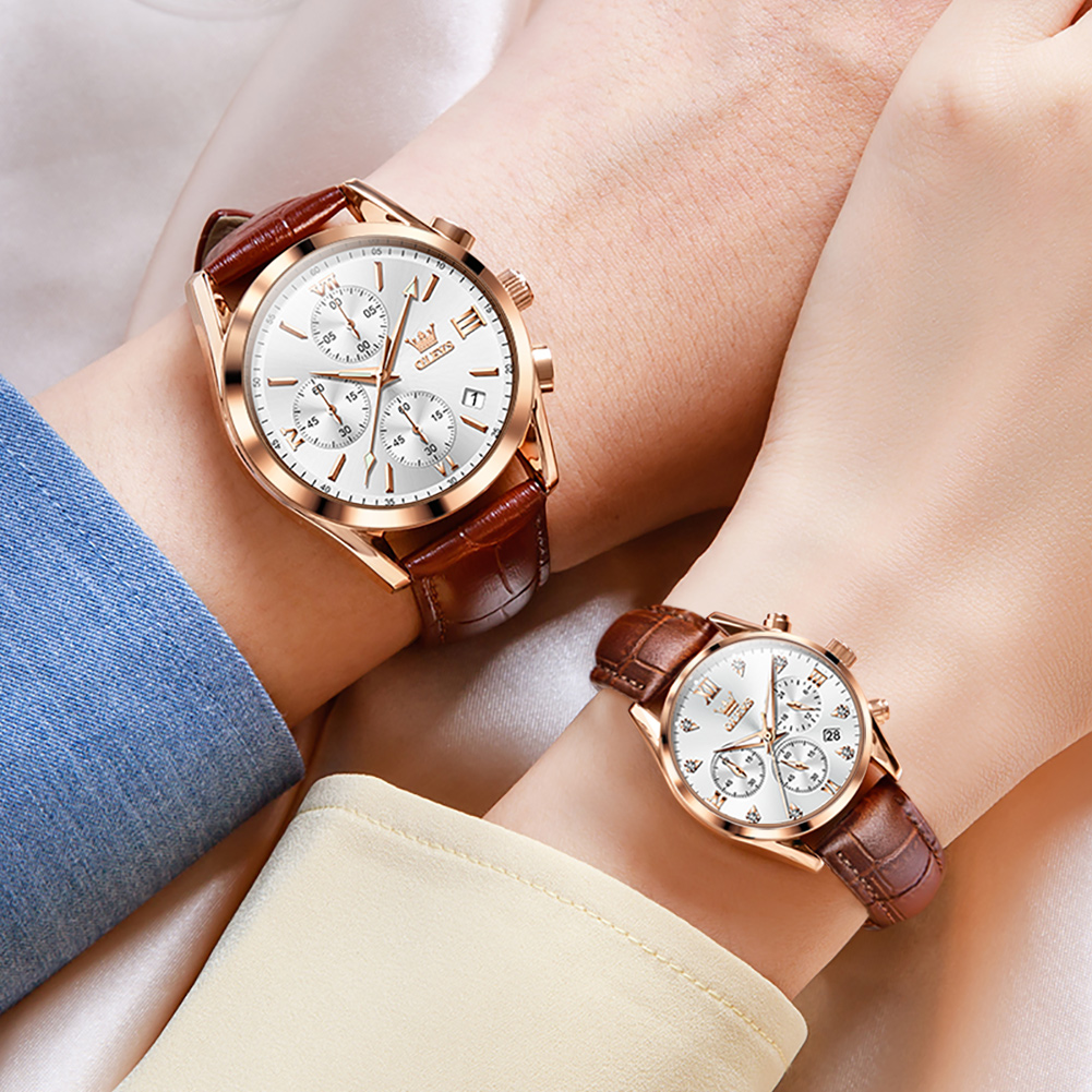 OLEVS Couple Watch for Men Wom - огляд і ціна Leather Watch Band Men